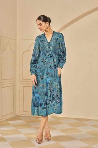 Avis Printed Silk Dress - Blue, Blue, image 1